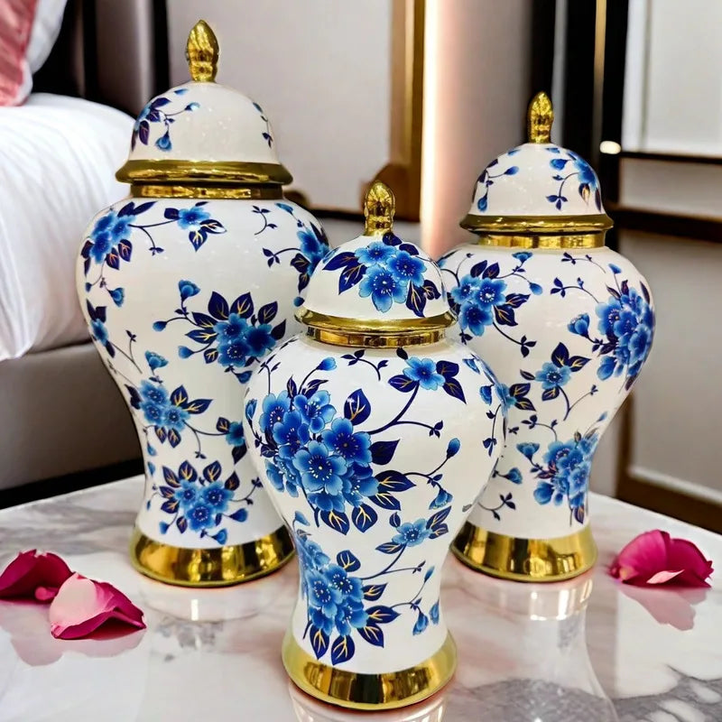Vase moderne en forme de pot à gingembre pour fleurs, finition platine, style nordique, décoration pour salon, chambre, table à manger et mariage.