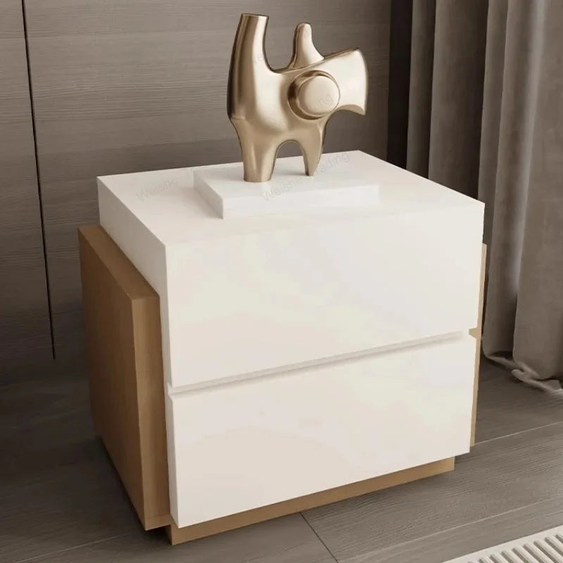 Table de chevet nordique avec tiroir de rangement, design esthétique et luxueux, meuble modulaire de style chinois simple pour chambre à coucher.