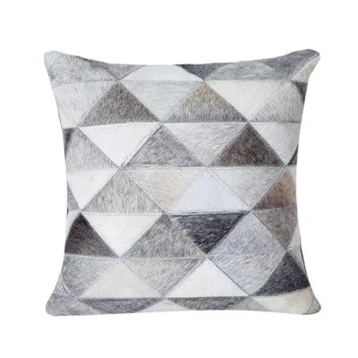 Housse de coussin en véritable cuir de vache 100 % naturel, 45 × 45 cm, motif vache marron crème, housse de coussin luxueuse pour décoration intérieure.