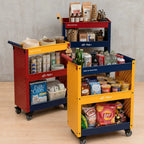 Desserte de rangement mobile avec panneau perforé, chariot roulant multifonctionnel, étagère et organisateur pour livres, collations et rangement à la maison