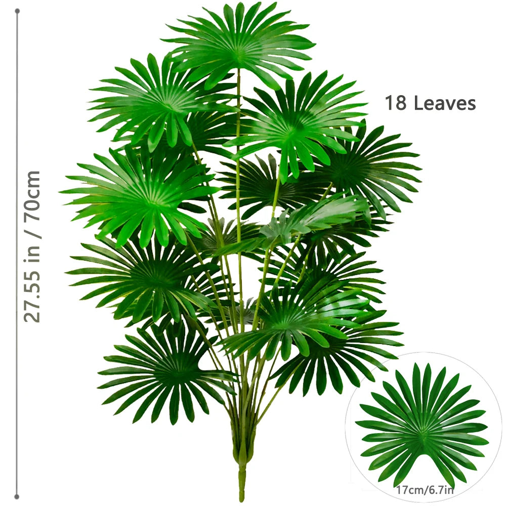 Grand palmier artificiel tropical de 50 à 120 cm, plante artificielle avec feuilles de palmier vertes en plastique, idéale pour la décoration de la maison et du jardin.