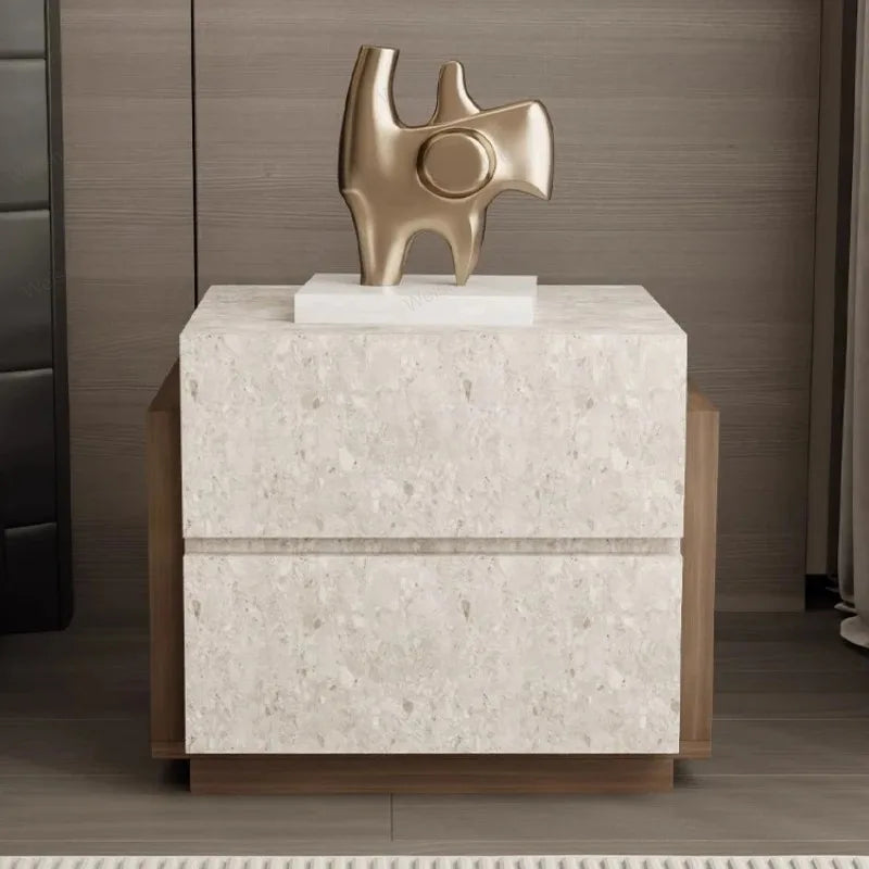 Table de chevet nordique avec tiroir de rangement, design esthétique et luxueux, meuble modulaire de style chinois simple pour chambre à coucher.