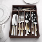 Service de couverts 24 pièces pour 6 personnes, en acier inoxydable 18/10, finition miroir, pour pendaison de crémaillère, restaurant, mariage et fêtes