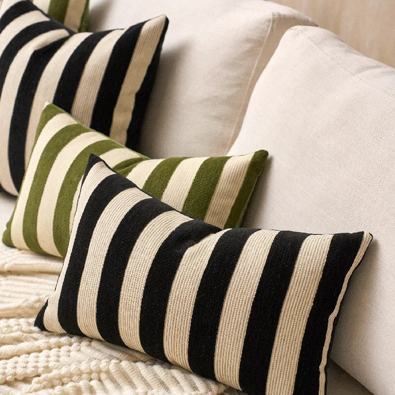 Housses de coussin douces en chenille à rayures, taies d’oreiller décoratives modernes pour canapé, luxueuses et confortables, pour la décoration intérieure, disponibles en plusieurs couleurs.