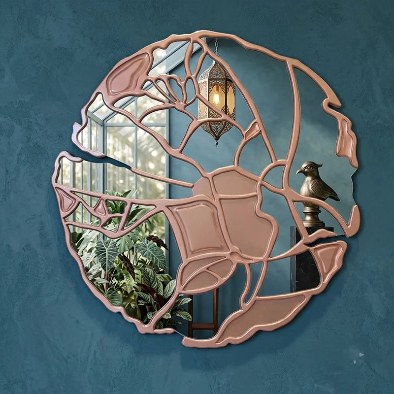 Miroir mural décoratif européen haut de gamme, design irrégulier luxueux, miroir mural pour restaurant, salon et décoration intérieure moderne.