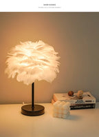 Nordic Decorative Feather Table Lamp Bedroom Bedside Lamp High Sense B & B Creative Ins Girl Heart Feather Lamp Light Luxury