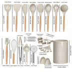Set de 36 ustensiles de cuisine en silicone avec support