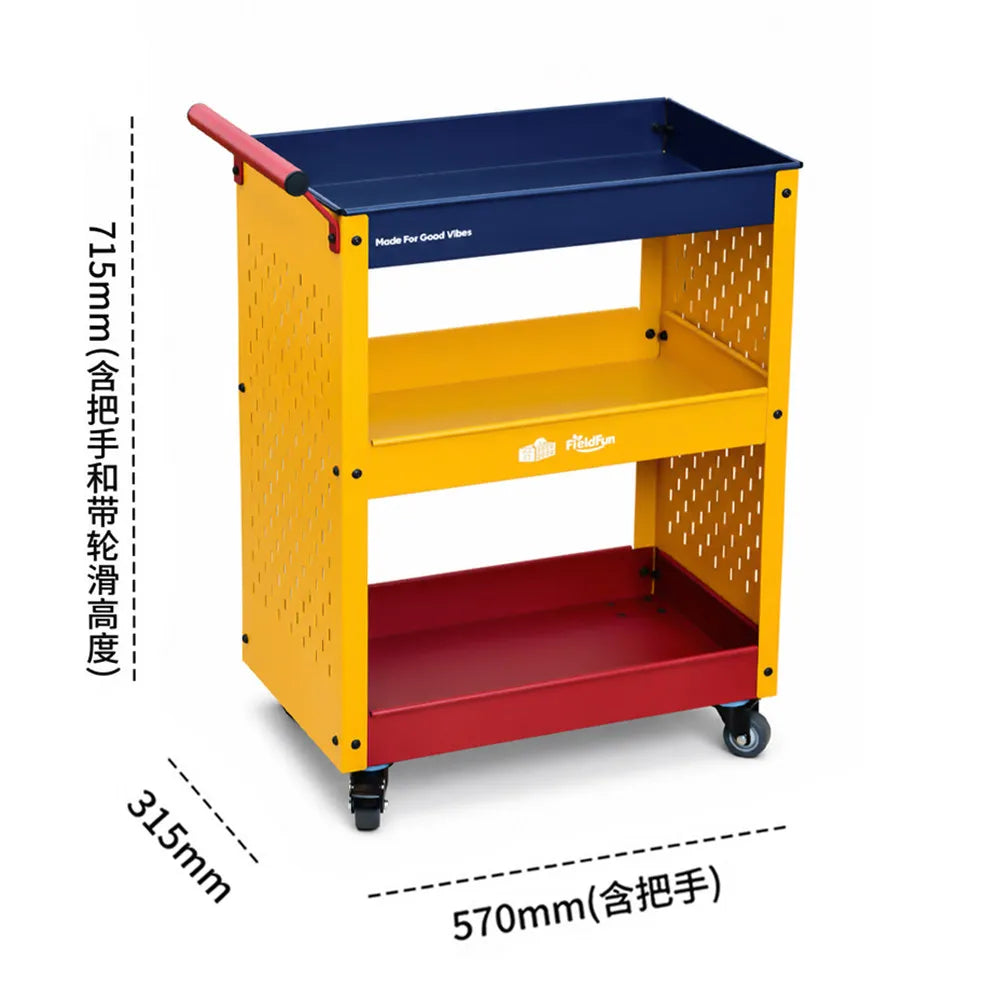 Desserte de rangement mobile avec panneau perforé, chariot roulant multifonctionnel, étagère et organisateur pour livres, collations et rangement à la maison
