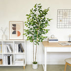 Ficus artificiel de 140 à 210 cm, plante artificielle à double tronc, décoration végétale synthétique pour intérieur, salon et maison.