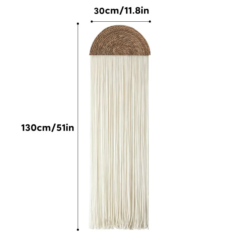 Tenture murale nordique bohème à pompons, style moderne minimaliste, décoration murale artisanale pour salon, chambre, appartement et maison.