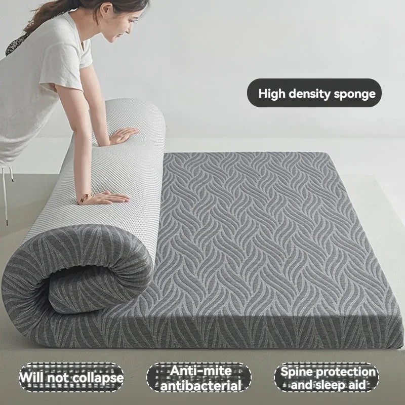 Matelas moelleux multifonctionnel pour la maison, en mousse à mémoire de forme et coton éponge, déhoussable et lavable, idéal pour la chambre et le dortoir.