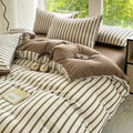 Parure de lit premium 3/4 pièces en coton lavé ultra-doux, qualité supérieure, style quadrillé, avec drap-housse, idéale pour chambre d’enfant et dortoir.