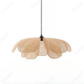Suspension créative à LED en rotin tressé à la main, design pétales de fleur, douille E27, idéale pour salon de thé, salon, chambre ou salle à manger, pour une ambiance chaleureuse.