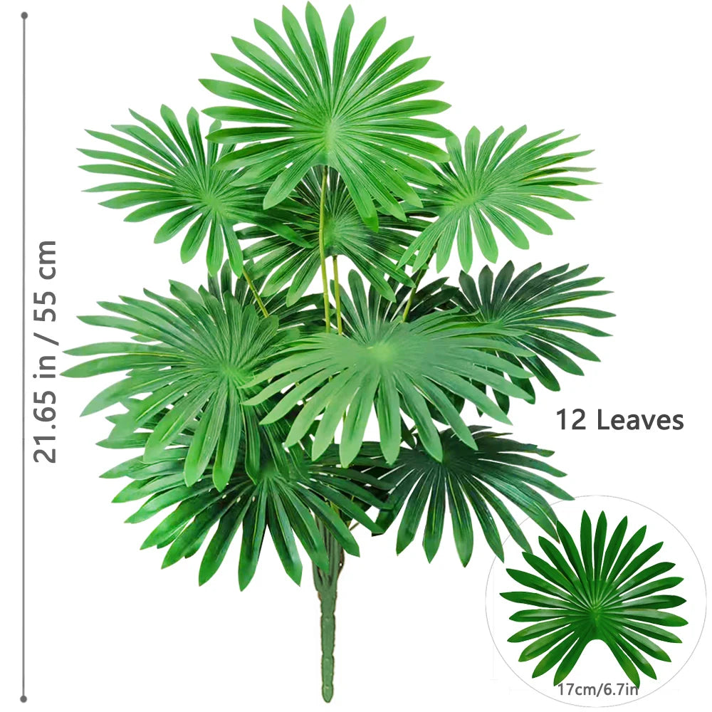 Grand palmier artificiel tropical de 50 à 120 cm, plante artificielle avec feuilles de palmier vertes en plastique, idéale pour la décoration de la maison et du jardin.
