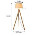 Lampadaire trépied de style nordique américain rétro et industriel, en bois, pour studio, chambre ou chevet, avec éclairage vertical.