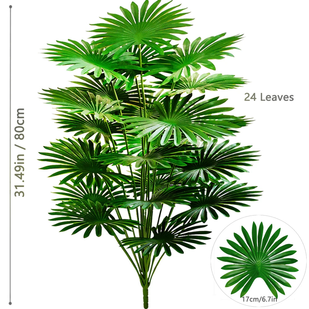 Grand palmier artificiel tropical de 50 à 120 cm, plante artificielle avec feuilles de palmier vertes en plastique, idéale pour la décoration de la maison et du jardin.