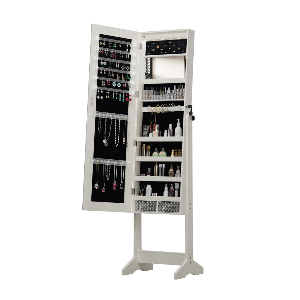 Miroir pleine longueur avec rangement pour bijoux et cosmétiques, armoire miroir du sol au plafond, meuble de rangement avec miroir intégré, idéal pour la maison et la coiffeuse