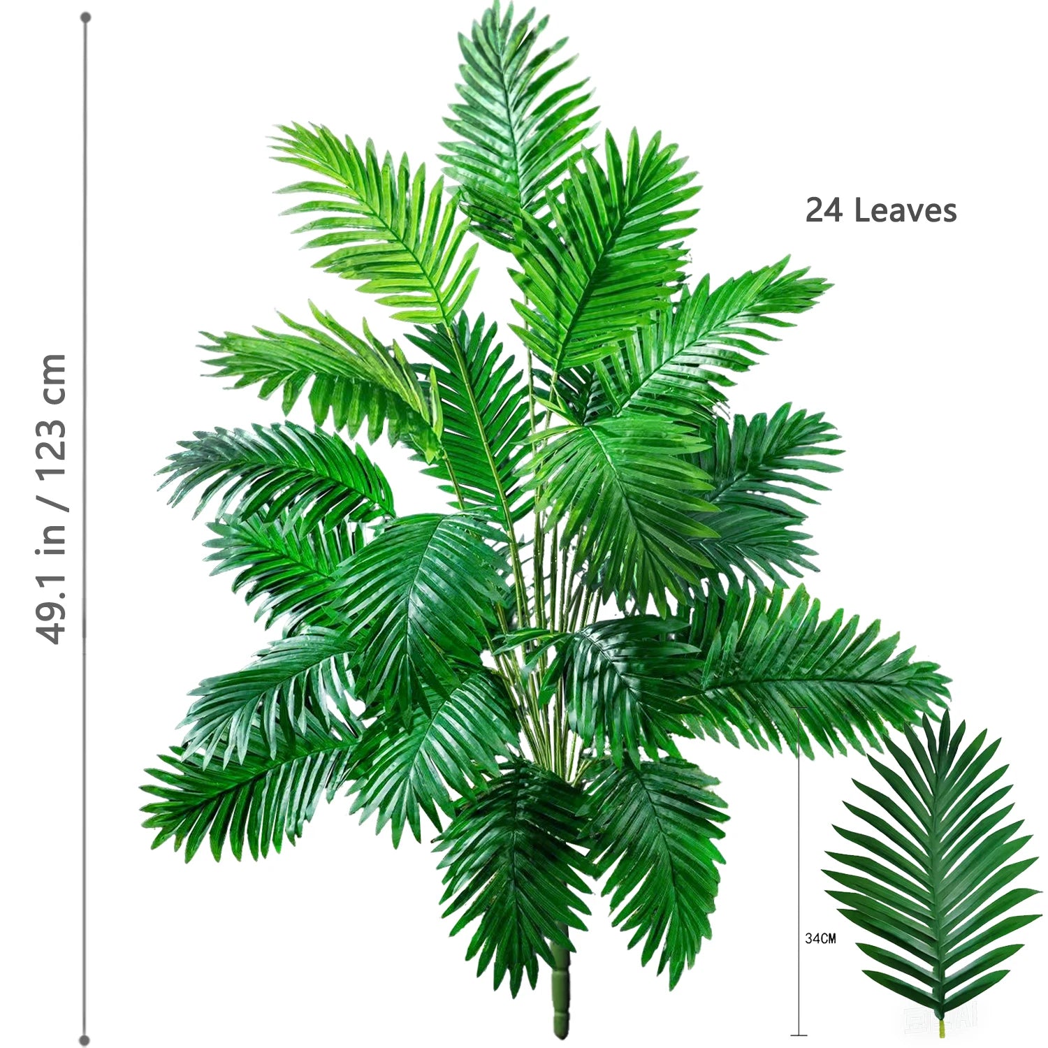 Grand palmier artificiel tropical de 50 à 120 cm, plante artificielle avec feuilles de palmier vertes en plastique, idéale pour la décoration de la maison et du jardin.