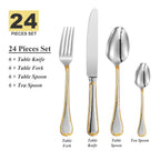 Service de couverts 24 pièces pour 6 personnes, en acier inoxydable 18/10, finition miroir, pour pendaison de crémaillère, restaurant, mariage et fêtes