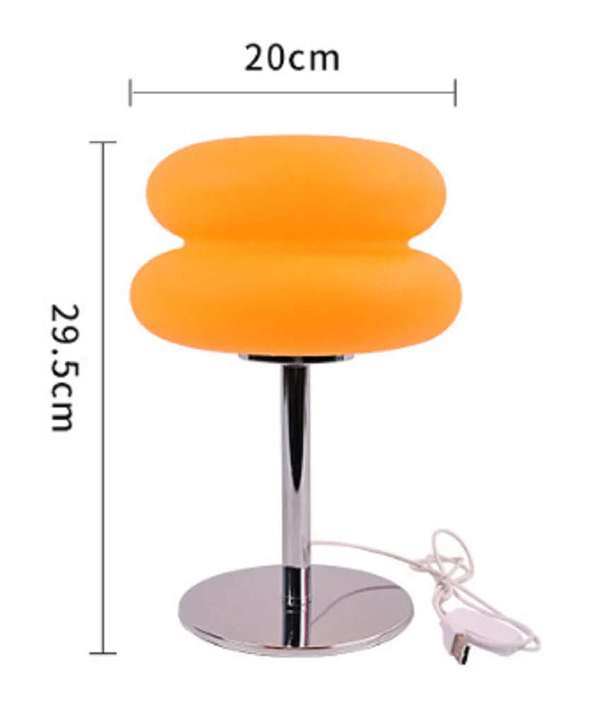 Lampe de chevet style crème, à 3 couleurs de lumière réglables, avec alimentation USB, idéale comme lampe d’ambiance pour chambre, salon, bureau ou décoration intérieure.