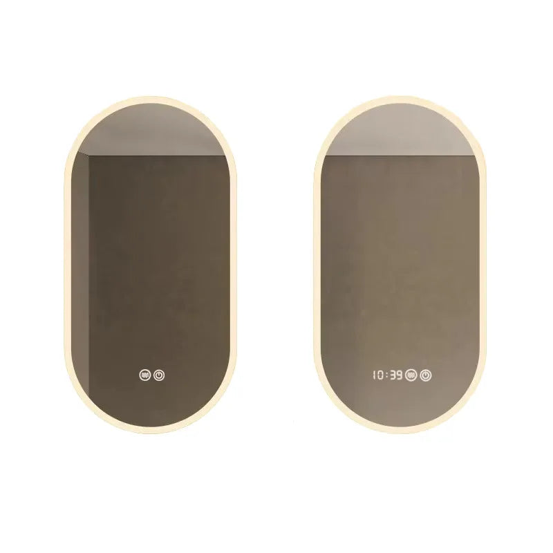 Miroir de salle de bain intelligent ovale avec écran tactile, miroir LED éclairé pour lavabo et maquillage, miroir mural long et petit miroir de courtoisie intelligent.