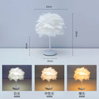 Nordic Decorative Feather Table Lamp Bedroom Bedside Lamp High Sense B & B Creative Ins Girl Heart Feather Lamp Light Luxury