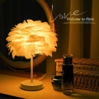 Nordic Decorative Feather Table Lamp Bedroom Bedside Lamp High Sense B & B Creative Ins Girl Heart Feather Lamp Light Luxury