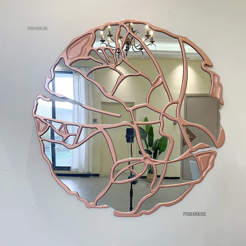 Miroir mural décoratif européen haut de gamme, design irrégulier luxueux, miroir mural pour restaurant, salon et décoration intérieure moderne.