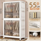 Boîte de rangement pliable en plastique, armoire simple pour chambre et dressing, meuble de rangement pour jouets, sans installation requise.