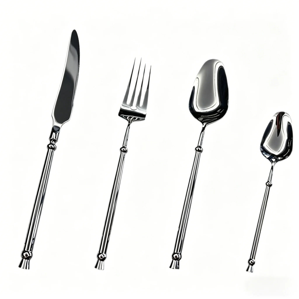 Couverts en acier inoxydable 304 argenté effet miroir, ensemble de couverts au manche torsadé rétro, vaisselle luxueuse pour mariage, hôtel et repas à la maison
