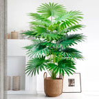 Grand palmier artificiel tropical de 50 à 120 cm, plante artificielle avec feuilles de palmier vertes en plastique, idéale pour la décoration de la maison et du jardin.