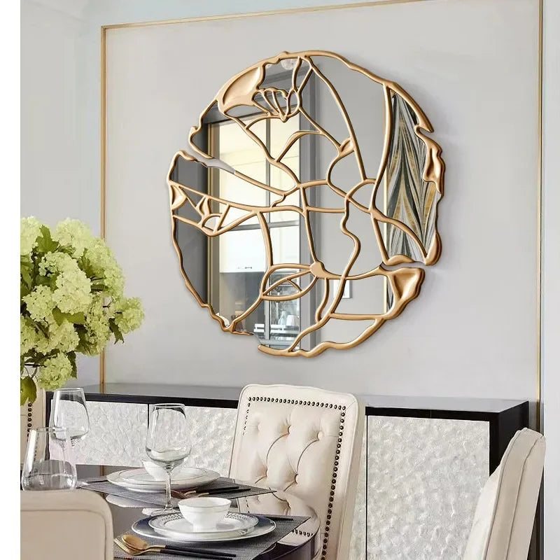 Miroir mural décoratif européen haut de gamme, design irrégulier luxueux, miroir mural pour restaurant, salon et décoration intérieure moderne.