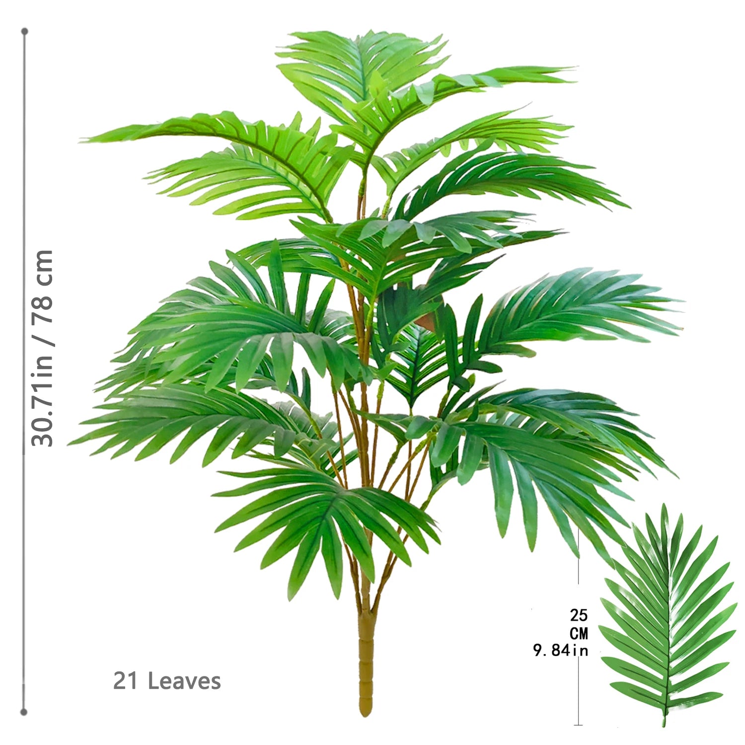 Grand palmier artificiel tropical de 50 à 120 cm, plante artificielle avec feuilles de palmier vertes en plastique, idéale pour la décoration de la maison et du jardin.