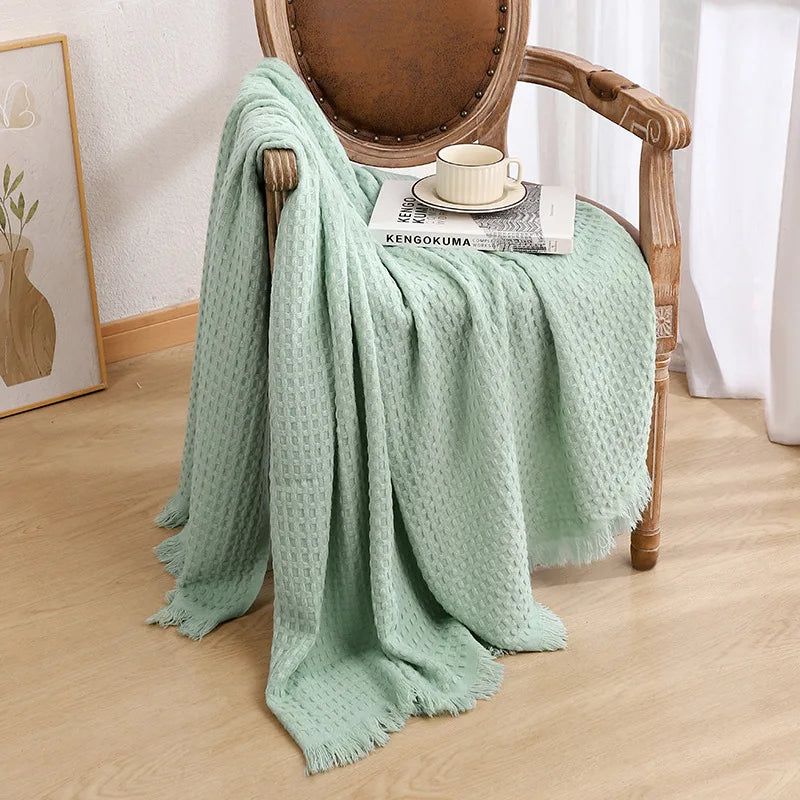 Couverture tricotée unie pour canapé et maison, style nordique, plaid décoratif pour canapé, couverture tricotée et couverture légère pour climatisation.
