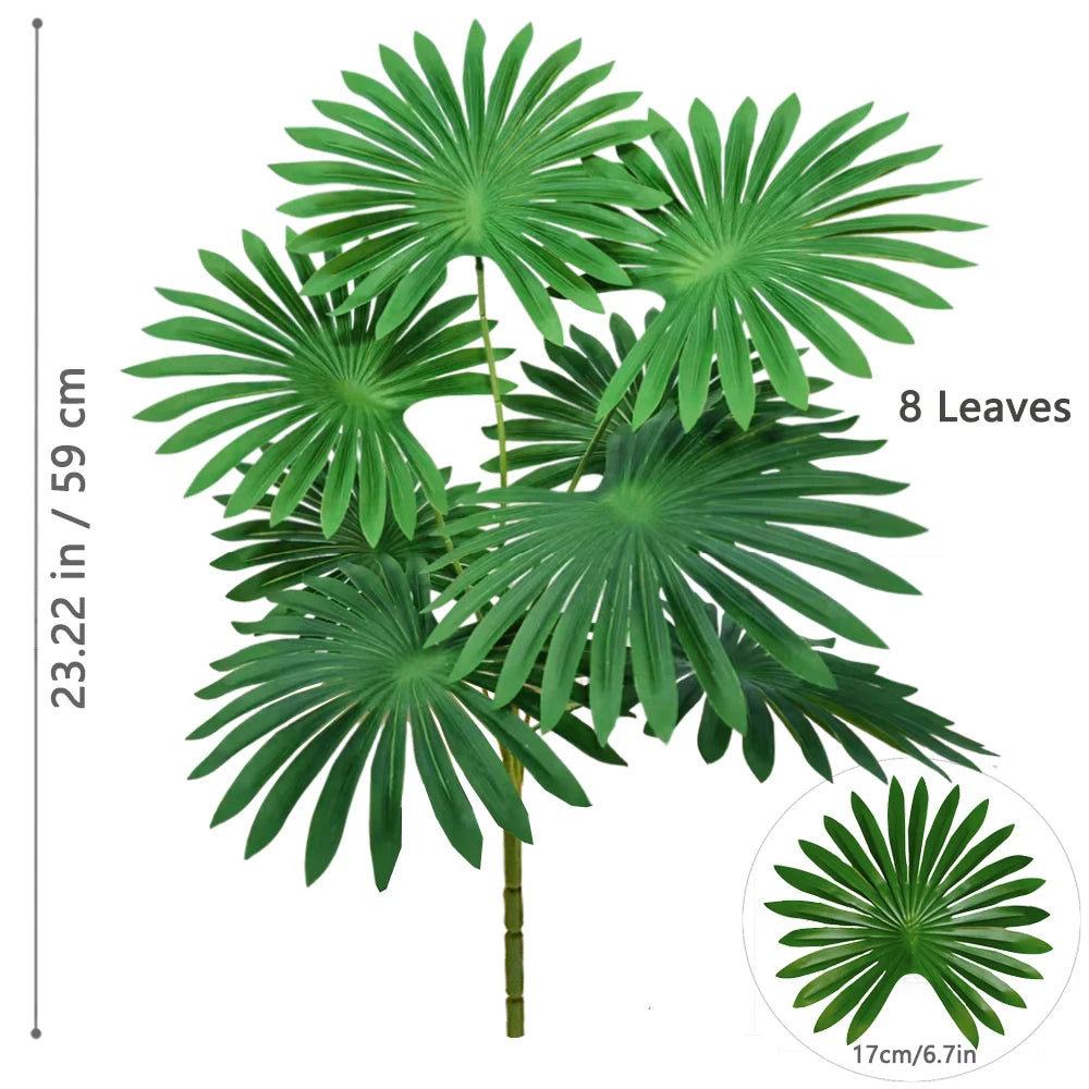 Grand palmier artificiel tropical de 50 à 120 cm, plante artificielle avec feuilles de palmier vertes en plastique, idéale pour la décoration de la maison et du jardin.